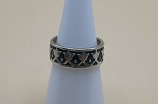 Vintage 925 Sterling Silver Geometric Design Band Ring / Size 6.25