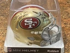 Joe Montana Jerry Rice signed mini helmet inscriptions holos