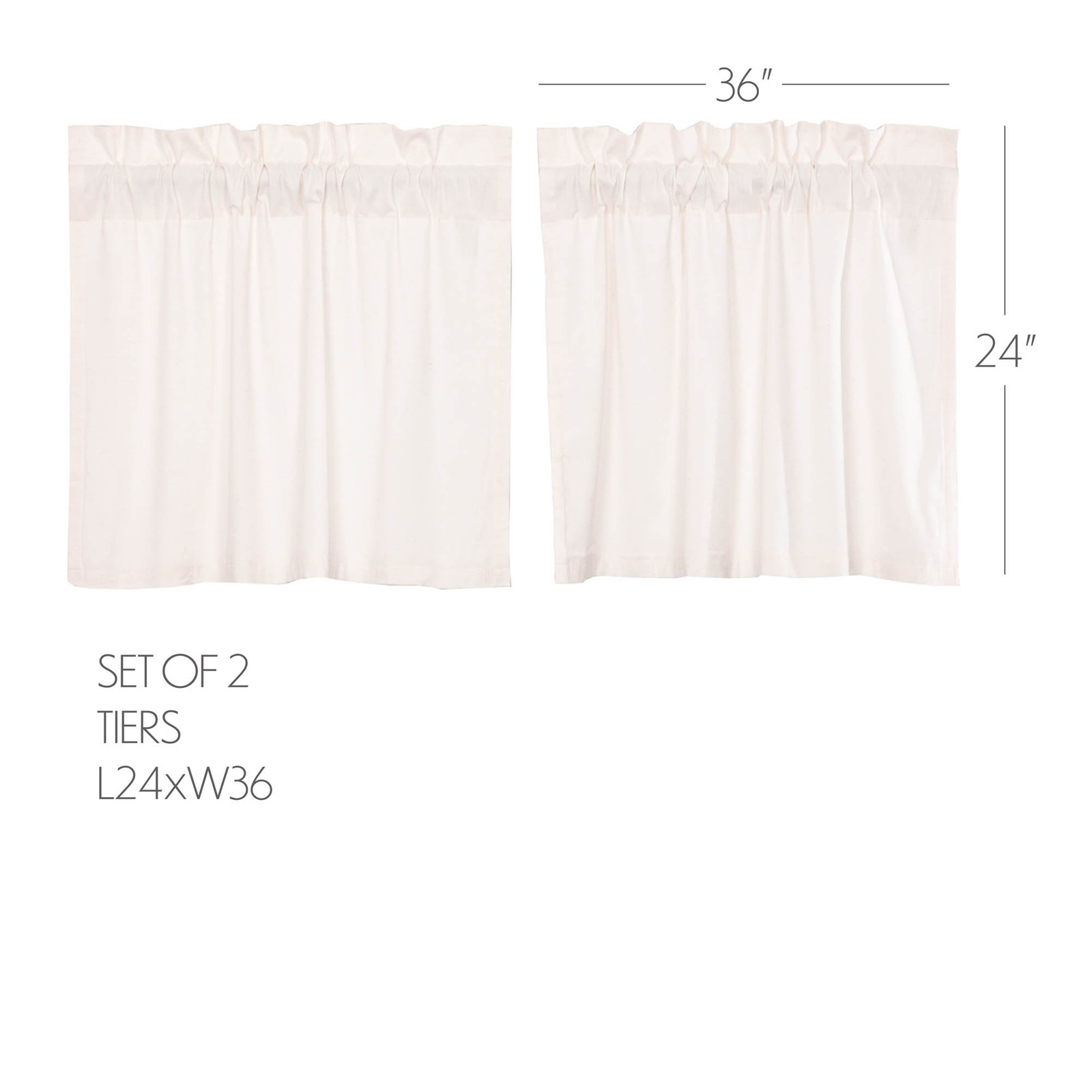 Simple Life Flax Antique White Set (2 Swag 36x16 ; 2 Tier 24x36) VHC Brands
