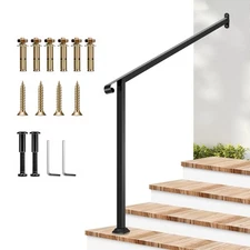 Outdoor Handrail, 4 Step Stair Handrail, 47.5" x 39" Fits 1 to 4 Steps