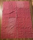 Vintage Handmade Quilt 1960s Red Floral 80x70 — photo 6