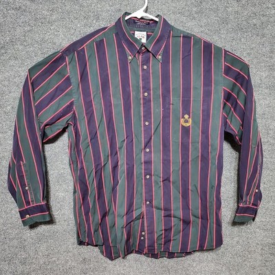 Faconnable Shirt Mens Large Green Navy Striped 90s Vintage Albert Goldberg Boat 