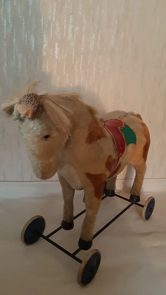 Altes großes Steiff Pferd auf Rädern, Rädertier Reittier - Bild 4 von 4