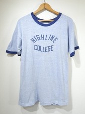 Rare 70s vintage Champion tag 88 12 blue heather arch 2 layer bleed print ringer