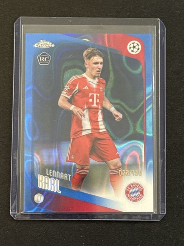 2025-26 Topps Chrome UEFA Lennart Karl #187 Rookie Blue Lava Refractor 23/150