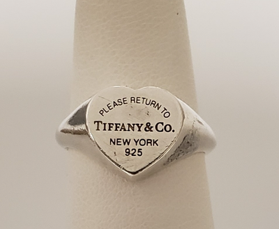Tiffany & Co. Sterling Silver Please Return To Heart Signet Ring
