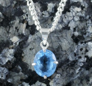 10 Ct Natural Swiss Blue Topaz Oval Gemstone Certified Men's Pendant Tariff Free