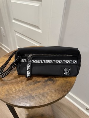 Versace perfume bag Cosmetic Black Medusa Greek Key Nylon
