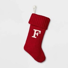 Wondershop Christmas Holiday Red Thick Knit Stocking Monogram Letter F