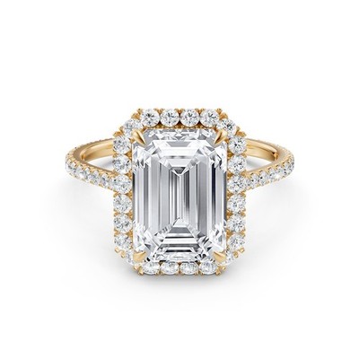 CVD Lab Created Emerald Diamond Engagement Ring IGI E-VVS2 Gold Rings 3.05Ctw