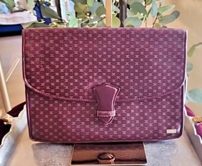 Celine Red / Burgandy / Maroon Trotteur Leather Clutch Handbag