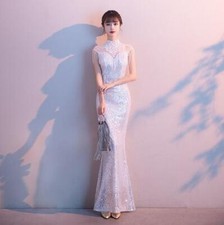 Women's Party Evening Dress Sequin Compere Short sleeve Slim Fit Full dress Chic