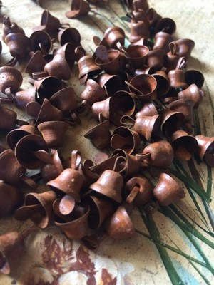 #ad 36 Mini Primitive Rusty Tin Liberty Bell Bells 10mm 3 8 in 3 8quot; Christmas Crafts $5.29