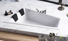 große Badewanne Wanne für zwei Personen 170x125 180x125 cm Rand SLIM Kopfstütze