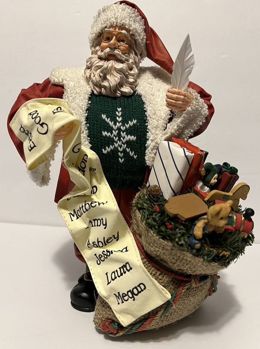 Clothtique Possible Dreams Santa with List and Bag of Toys W