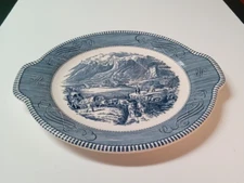 Currier and Ives 11-1/2” Royal China Serving Steak Plate Handles Rocky Mountains