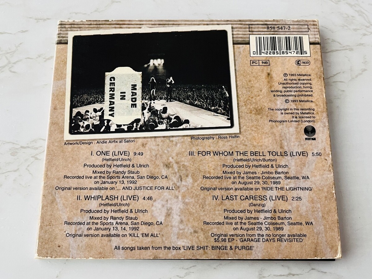Metallica One CD Maxi Single Digipak EU IMPORT! 1993 Vertigo