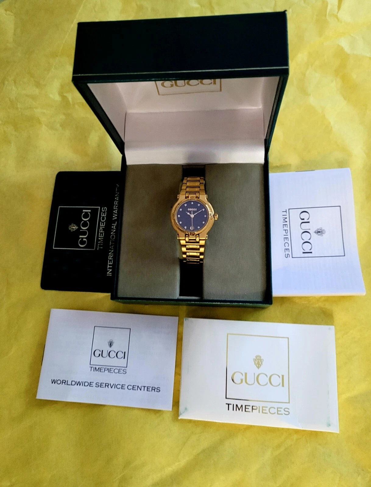 Gucci 9200L femme ?, authentique, cadran diamant, cristal sans rayures, boîte, petite. 