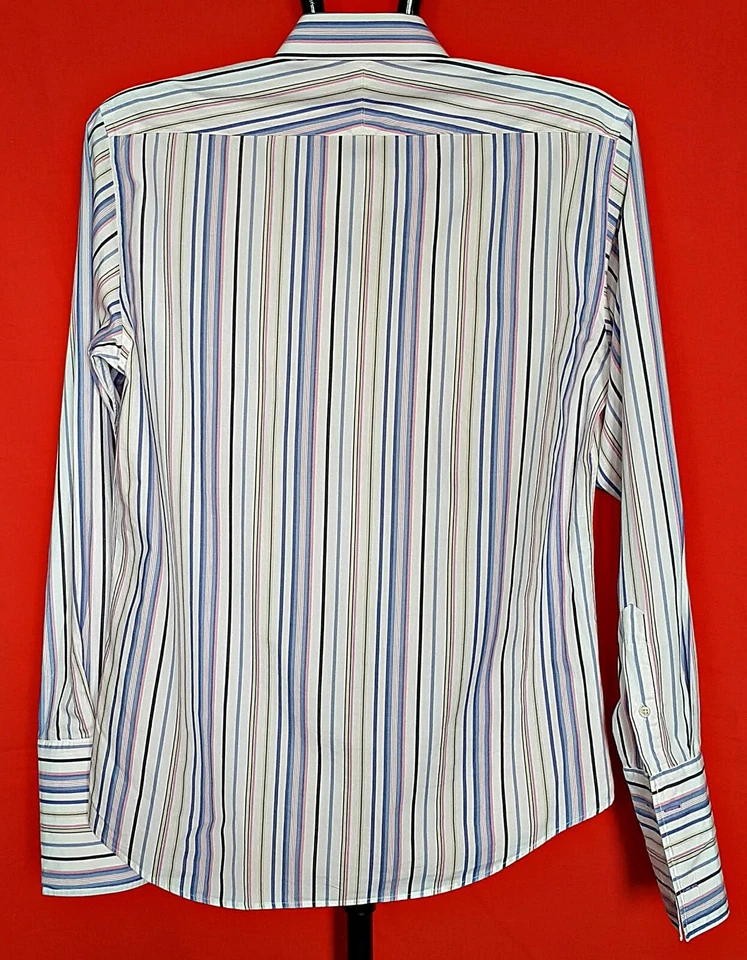 AUTÉNTICA CAMISA DE VESTIR PAUL SMITH LONDRES RAYAS VERDE ROJO PARA HOMBRE-TALLA: US161/2/EU42 Foto 3 de 4