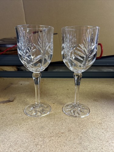2 Crystal Clear Industries 5th Ave Portico 8" Water Glasses Goblets