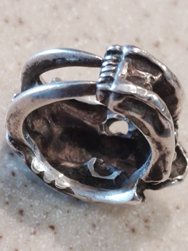 VINTAGE BRUTALIST STERLINGSILBER SÄBELZAHNTIGER SMILODON SCHÄDEL RING - Bild 5 von 12