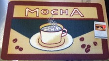 PRINTED NYLON KITCHEN RUG 18"x 30" COFFEE MOCHA CUP BEANS 1, rectangle, ST