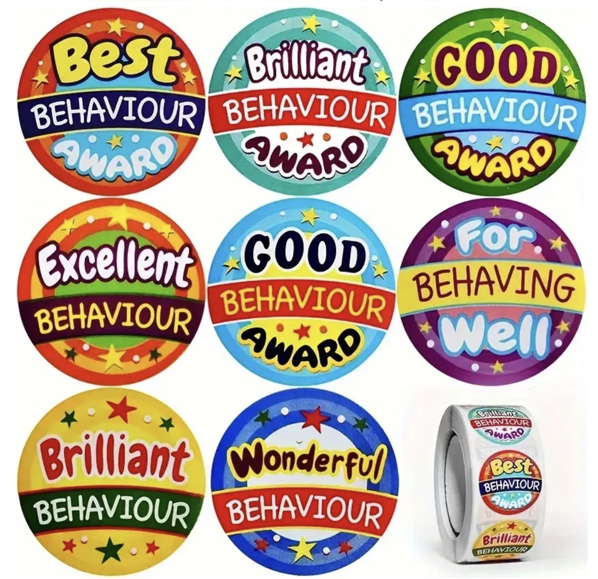 Positive Behaviour Reward Stickers 2.5cm 50/100pc Teacher Classroom Merit Award