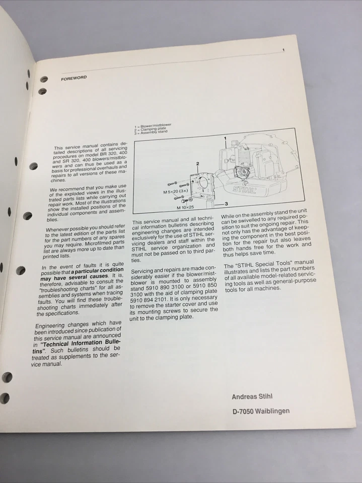 Genuine STIHL BR 320, 400 SR 320, 400 OEM Blower Service Manual #0455 351 0123 - Image 3 of 4