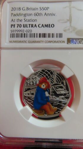 2018 Great Britain Silver 50 Pence Paddington Bear at the Station NGC PF 70 UC - Picture 3 of 9
