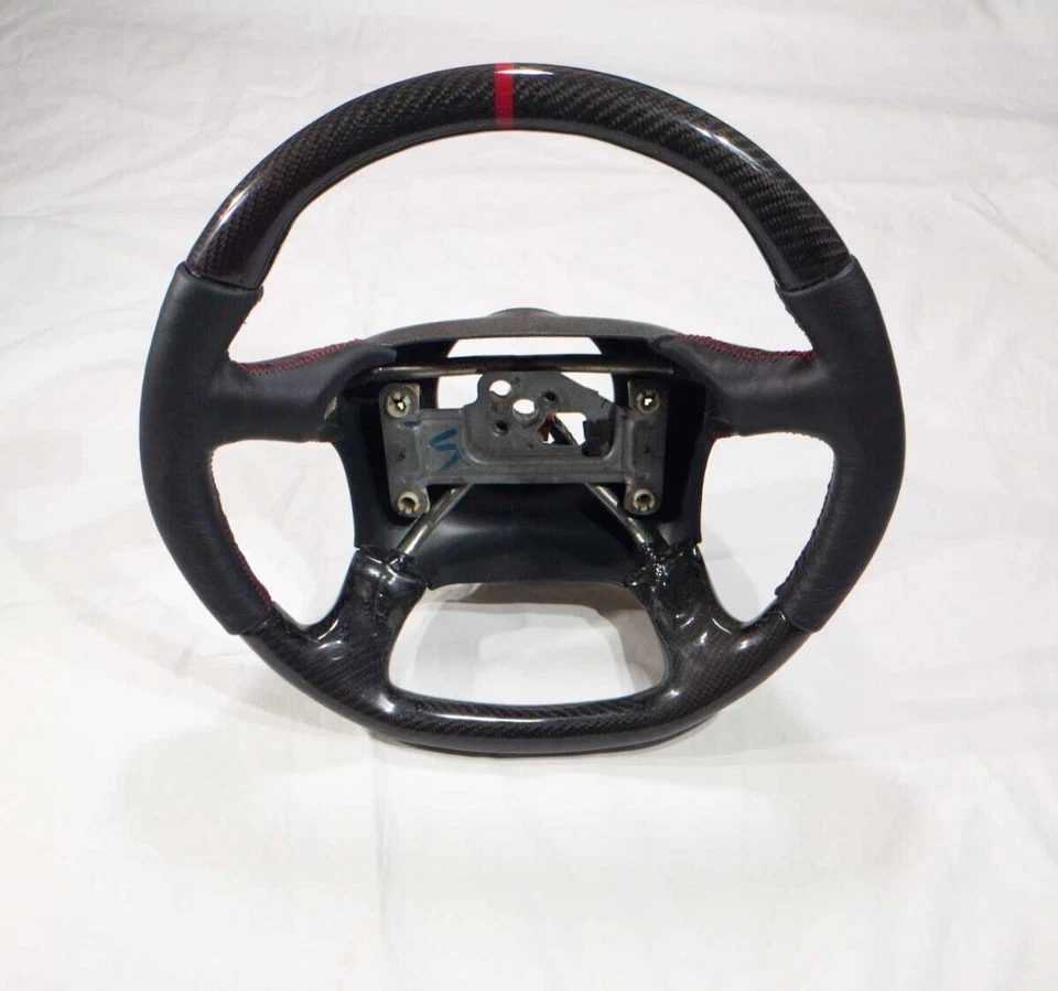 Volante Chevrolet Silverado 96 97 envuelto en fibra de carbono cuero NUEVO OEM Foto 2 de 4