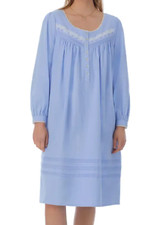 Nwt 72 Eileen West Blue 100 Cotton FLANNEL Long Slv POCKETS Waltz Nightgown M
