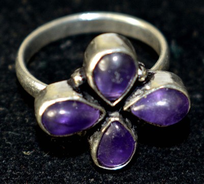 Bague Homme En Améthyste Naturelle Avec Argent 925 Plaqué Or - Taille 4 à 15 US - #409