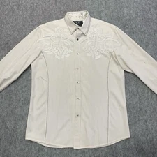 Roar Men's Button Up Revel Shirt White/Off White - Size L