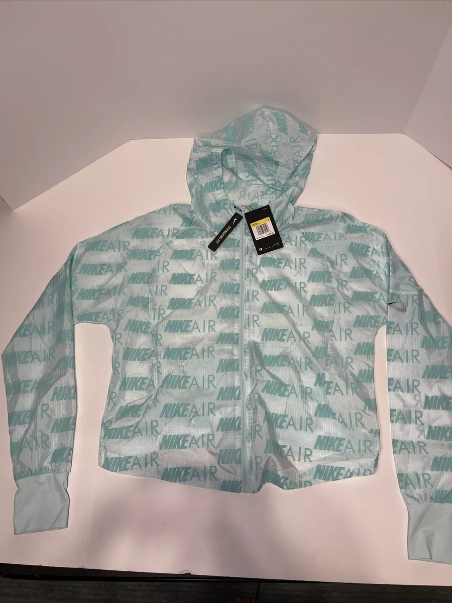 NWT WOMEN S NIKE LIGHT WEIGHT RUNNING JACKET HOODED AQUA Packable SIZE S RARE