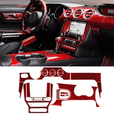 35Pcs Red Carbon Fiber Kits Whole Interior Dash Trim For Ford Mustang 2015-2022