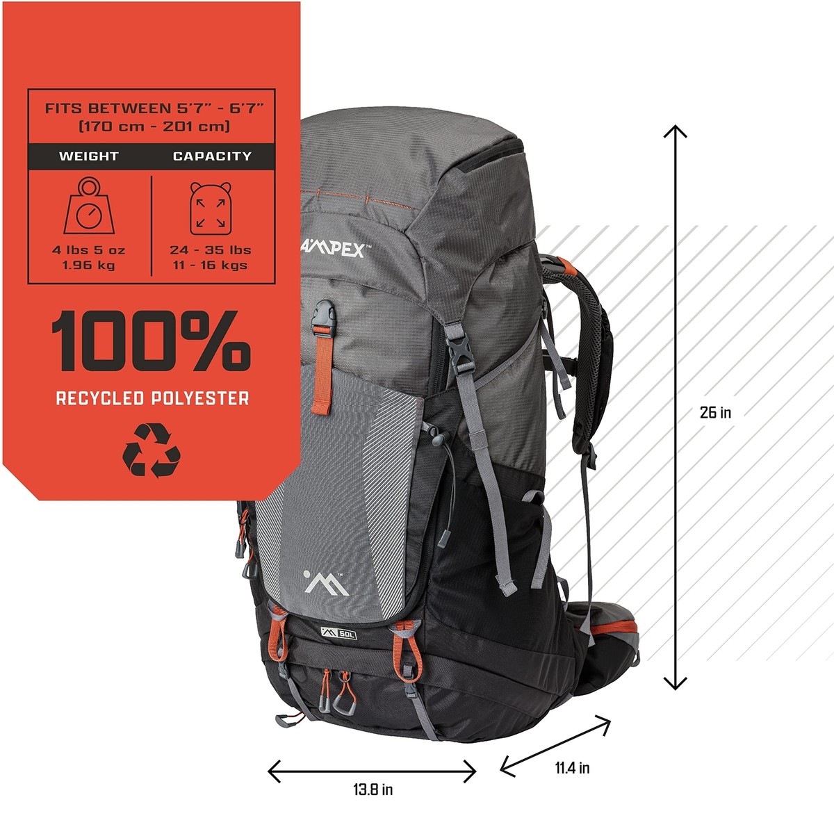 ampex hiking backpack AMPEX Hiking Backpack | Camping Essentials Lightweight Backpack for Men &  Wom
