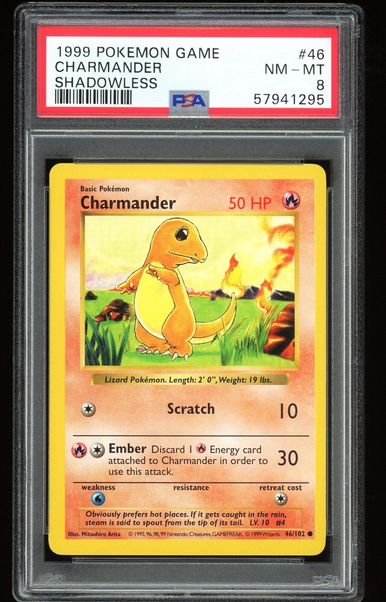 ポケモンカードゲーム PSA9 Charmander Shadowless 1999 1999 Pokemon SHADOWLESS BASE SET Charmander 46/102 - PSA 8 NM