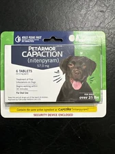 PetArmor Capaction Oral Flea Treatment for Dogs Over25 lbs 6 tablets.