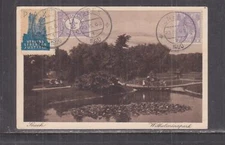 NETHERLANDS,1920 ppc SNEEK, Wilhelmina Park, 1/2c & 4 1/2c. SNEEK, VERITAS labeL