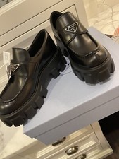 Prada Brushed Leather Monolith Loafer Size 37 Women  s