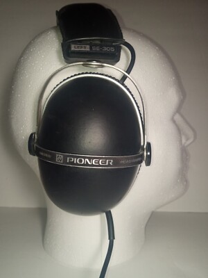 PIONEER SE-305 STEREO HEADPHONES BLACK VTG LEATHER TRIM