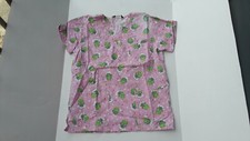 Samantha Mara pink scrubs top with frog and Your Prince is here print size S