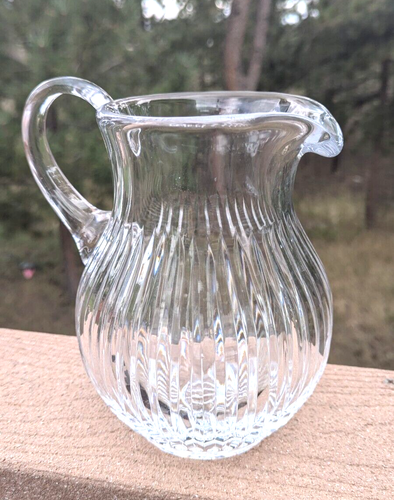 Vintage Block Cut Crystal Water Pitcher 60 Ounce Signed Poland Heavy Glass - Picture 6 of 14
