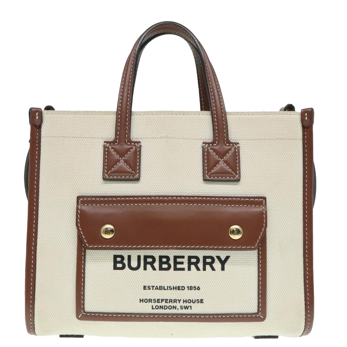 Burberry Freya Beige Canvas Tote Bag Authentic