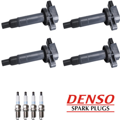 4 Ignition Coil + 4 Denso Platinum Spark Plug For 00-16 Toyota Yaris 1.5L L4