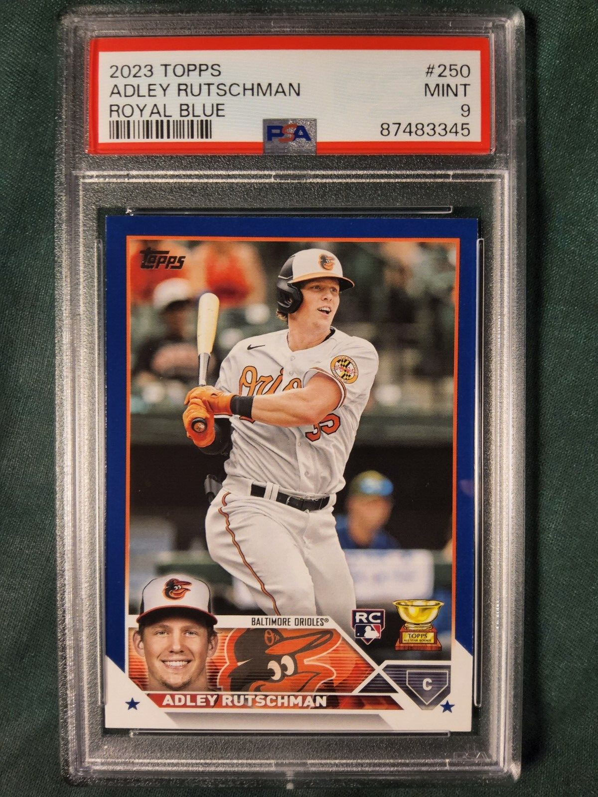 2023 TOPPS ROYAL BLUE ADLEY RUTSCHMAN ROOKIE CARD #250 PSA 9 ORIOLES