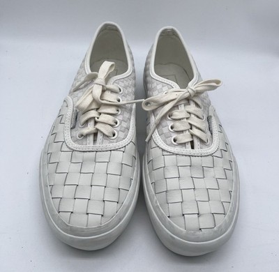 Vans Authentic White Woven Leather Platform 2.0 Sneakers Men's 8 Women 9.5