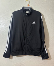 adidas Women's Black/White 3-Stripe Full Zip Track Jacket Size L