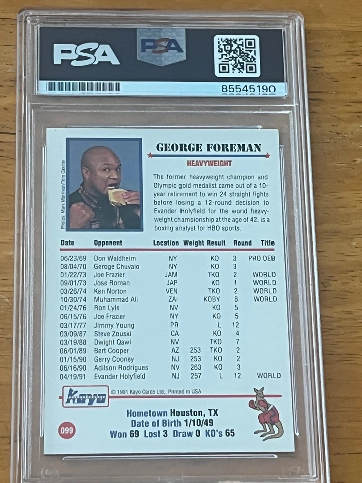 SUPER RARE 1991 Kayo George Foreman #99 Autographed Signed PSA/DNA Newly Graded - Image 2 of 2