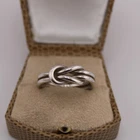 K5.3 Vintage 925 Silver Danish Style Double Sailors Knot Wirework Ring Size R